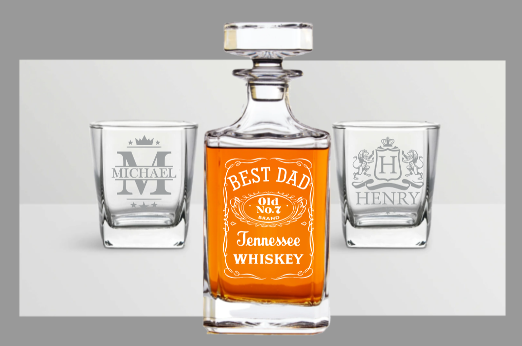 Personalized Whiskey Decanter Set, Engraved Whiskey Decanter Whiskey Gla... - $18.95+