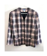 Vintage Pendleton Plaid Wool Blend Blazer Jacket Pink Blue Plus Size 16 - $40.00