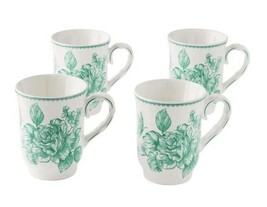 Four (4) Pioneer Woman ~ AGATHA GREEN ~ Stoneware Mugs ~ 3.25&quot; x 4.5&quot; - $1,100.29 MXN