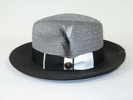 Men's Milani Straw Braided Fedora Hat Soft Crushable FDS-006 Black/White image 9