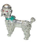 Vintage 50s Poodle Scatter Pin Brooch Silver Tone Green Enamel Novelty Dog - €21,92 EUR