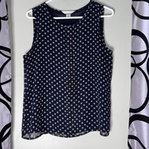 Christopher &amp; Banks sleeveless blouse blue with polka dots size Small - £9.24 GBP