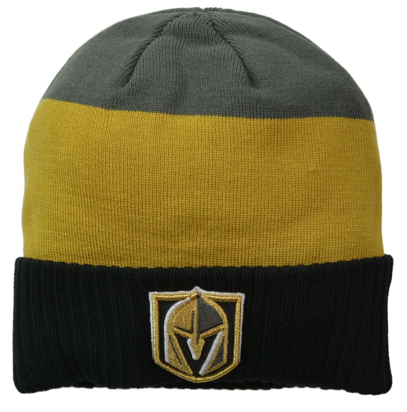 Vegas Golden Knights NHL Striped Cuffed Knit Beanie Winter Watch Cap, Hat