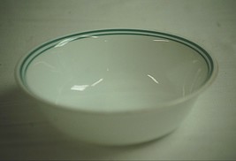 Old Vintage Corning Ware Corelle 6-1/4&quot; Soup Cereal Bowl White w 2 Green Rings - £10.24 GBP
