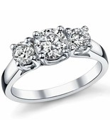1.40ct Forever One DEF Moissanite Trellis 3 Stone Ring In Solid 18k Gold - £832.34 GBP