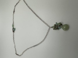 Vintage Sterling Silver Sea Foam Green Gemstone Necklace 20” - £23.60 GBP