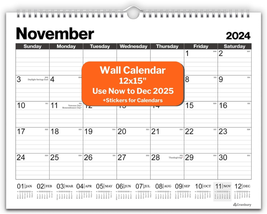 CRANBURY Large Wall Calendar 2024-2025, 12X15&quot; Office Calendar, Big 15X12 Calend - £13.89 GBP