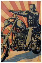 Eerie Rider Mike Bell Fine Art Print Lithograph Frankenstein Motercycle Ride NWT - £16.03 GBP+