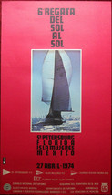 Original Poster Mexico Isla Mujeres 6 Regata Race 1974 Sailboat Sea Sol Sun - £23.90 GBP