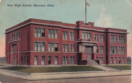 Shawnee Oklahoma OK New High School 1917 Canadian Flag on Roof Postcard D26 - £2.24 GBP