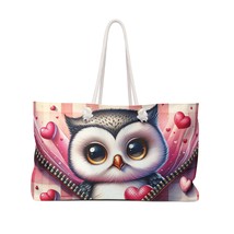 Personalised/Non-Personalised Weekender Bag, Cute Owl, Zipper, Valentines Day, L - £38.22 GBP