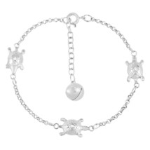 Cute and Stylish Little Turtles Sterling Silver Chain Jingle Bell Bracelet - £13.63 GBP