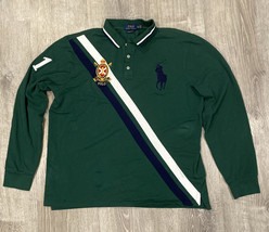 Polo Ralph Lauren Green Long Sleeve Custom Slim Fit Polo Emblem Crest Me... - £33.15 GBP