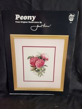 Vintage Janet Powers Peony Cross Stitch Pattern (1994) Green Apple Co # 621 - £3.52 GBP