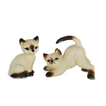Vintage Siamese Kittens Baby Cats Miniature Figurines Bisque Bone China - £14.34 GBP