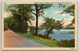 Lakeside Drive At Bemus Point On Chautauqua Lake NY Postcard N21 - £7.12 GBP
