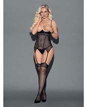 Give A Damn Open Cup Chemise Set Black One Size Fits Most - £26.24 GBP