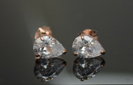 14K Rose Gold Created Diamond 0.50CT-1.50CT Pear Shape Stud Earrings - £35.17 GBP