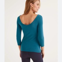 NWT BODEN double layer scoop neck 3/4 sleeve tee dark teal/peacock blue ... - £22.08 GBP