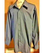 Mens Van Heusen Dress Blue Poplin USA Button Down Shirt 16 1/2 SKU 061-45 - £5.24 GBP