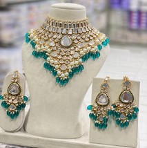 Gold Plated Indian Bollywood Style Kundan Multicolor Necklace Tikka Jewelry Set - £74.69 GBP