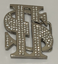 Dollar Sign Belt Buckle US Currency Blinged Out Silver Rhinestone Punk H... - $20.75