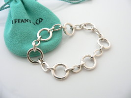 Tiffany &amp; Co Silver Clasp Link Bracelet Charm Bangle Chain Gift Pouch Love  - £779.49 GBP