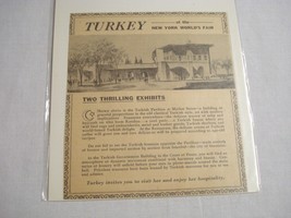 1939 Ad Turkey Pavilion at The New York World&#39;s Fair - £6.29 GBP