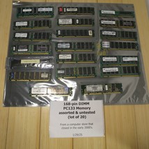 Lot of 20 pieces - Assorted 168-pin 133 MHz PC133 RAM Memory - Untested - $46.74