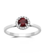 Brilliance Fine Jewelry Garnet &amp; White CZ Sterling Silver Cushion Frame ... - $722.80 MXN