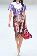 Burberry Runway Prorsum Purple Lamé Pencil Skirt Silk Dusty Garnet ( 38 ) - £530.09 GBP