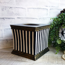 Striped Tissue Box Cover Black White Stripe Vanity Decor Stripe Tissue Dispenser - $69.00