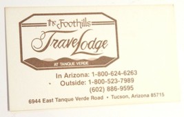 Foothills Travelodge Vintage Business Card Tucson Arizona bc3 - £3.10 GBP