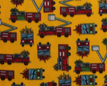 Fire Trucks Firetrucks Emergency Vehicles on Yellow Fleece Fabric Print ... - $8.97
