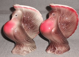 PAIR 1950s-60s Royal Copley POUTER PIGEON FIGURAL PLANTERS Made in USA  - $39.59