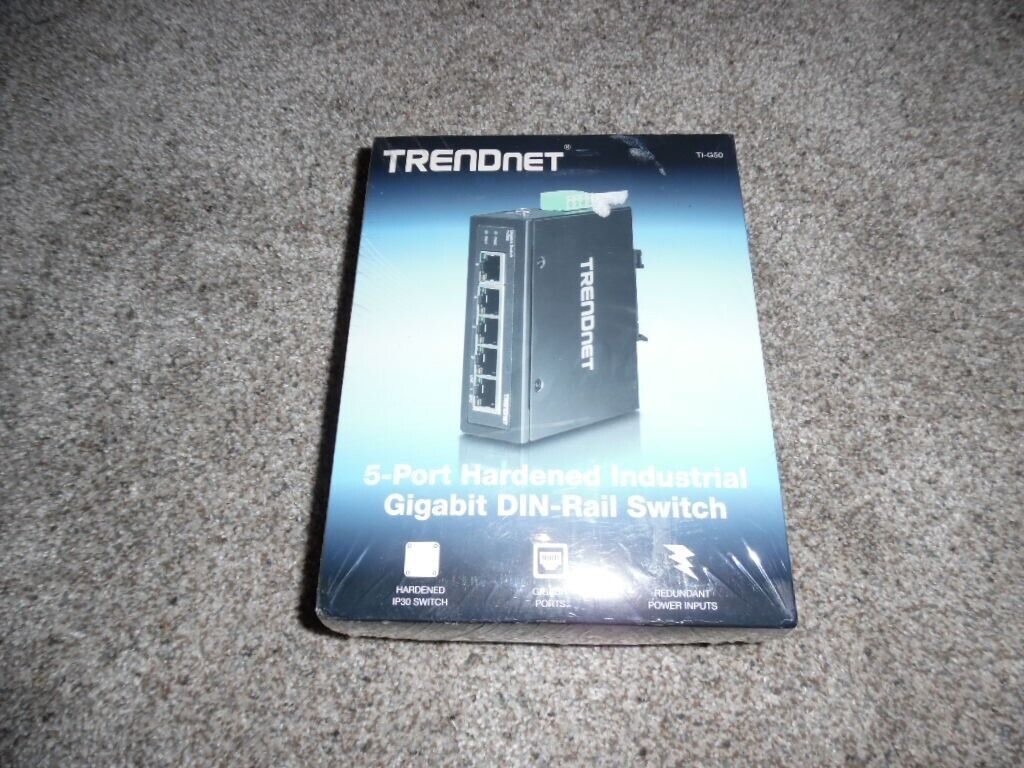 Primary image for NOS TRENDnet TI-G50 5-Port Hardened Indst Gb DIN-Rail Switch 10 Gbps Switching