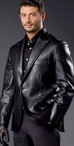 New Leather Business Handmade Lambskin  Black Blazer Stylish Genuine For... - £95.15 GBP