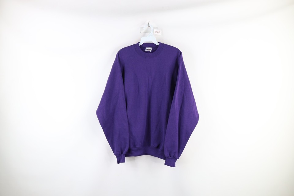 Vintage Streetwear Mens Size Small Faded Blank Crewneck Sweatshirt Purple - $33.62