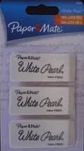 PAPERMATE WHITE PEARL ERASERS 3 Pack Eraser LATEX FREE Pencil Mark Removers - $3.55