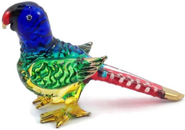 Mr_Air_Thai_Glass_Blown Tiny 2&quot; Long Blue Green Red Parrot Figurine - Miniature  - £13.22 GBP