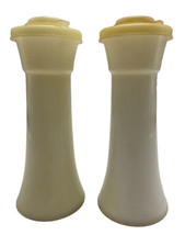 Tupperware Salt &amp; Pepper Shakers 6&quot; Hourglass #718 Flip Top Lids White Vintage - £23.56 GBP
