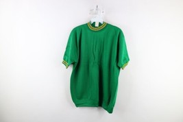 Vtg 60s 70s Streetwear Womens Large Blank Striped Short Sleeve Sweatshirt USA - £71.18 GBP