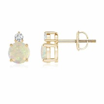 Authenticity Guarantee 
ANGARA Basket-Set Round Opal Stud Earrings with Diamo... - £422.83 GBP