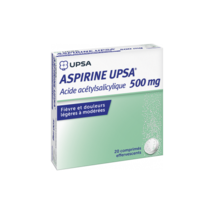 ASPIRIN 500 MG, UPSA - 20 Effervescent Tablets - $19.90