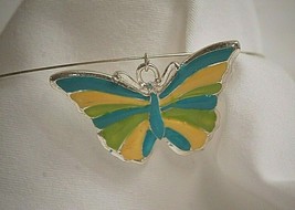Costume Jewelry Butterfly Choker Necklace Blue Yellow Green Unmarked - $182.84 MXN