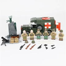 WW2 US Army Military Medic Team Minifigures Set The Dodge WC-54 and Accessories - £26.22 GBP
