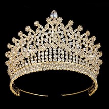 Crown Tiara Hadiyana Accessiories Hair Jewelry Cubic Zircon  Bride Wedding Party - £77.69 GBP