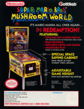 Super Mario Bros Mushroom World Pinball Flyer 1992 Original 8.5&quot; x 11&quot; R... - £27.39 GBP