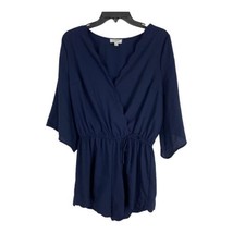 Umgee Womens Romper Shorts Size Small Blue Elastic Waist Scalloped 3/4 Sleeve S - £21.67 GBP