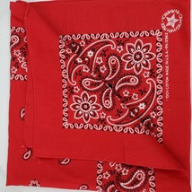 Vintage Style USA Red Paisley Cowboy Rodeo Neck Bandana 21x21 Inch - £4.43 GBP